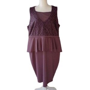 Torrid Peplum Dress Size 22 Purple Lace Layered Romantic Occasion NWT Textured